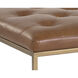 Endall 17 inch Antique Brass / Vintage Camel Leather Ottoman